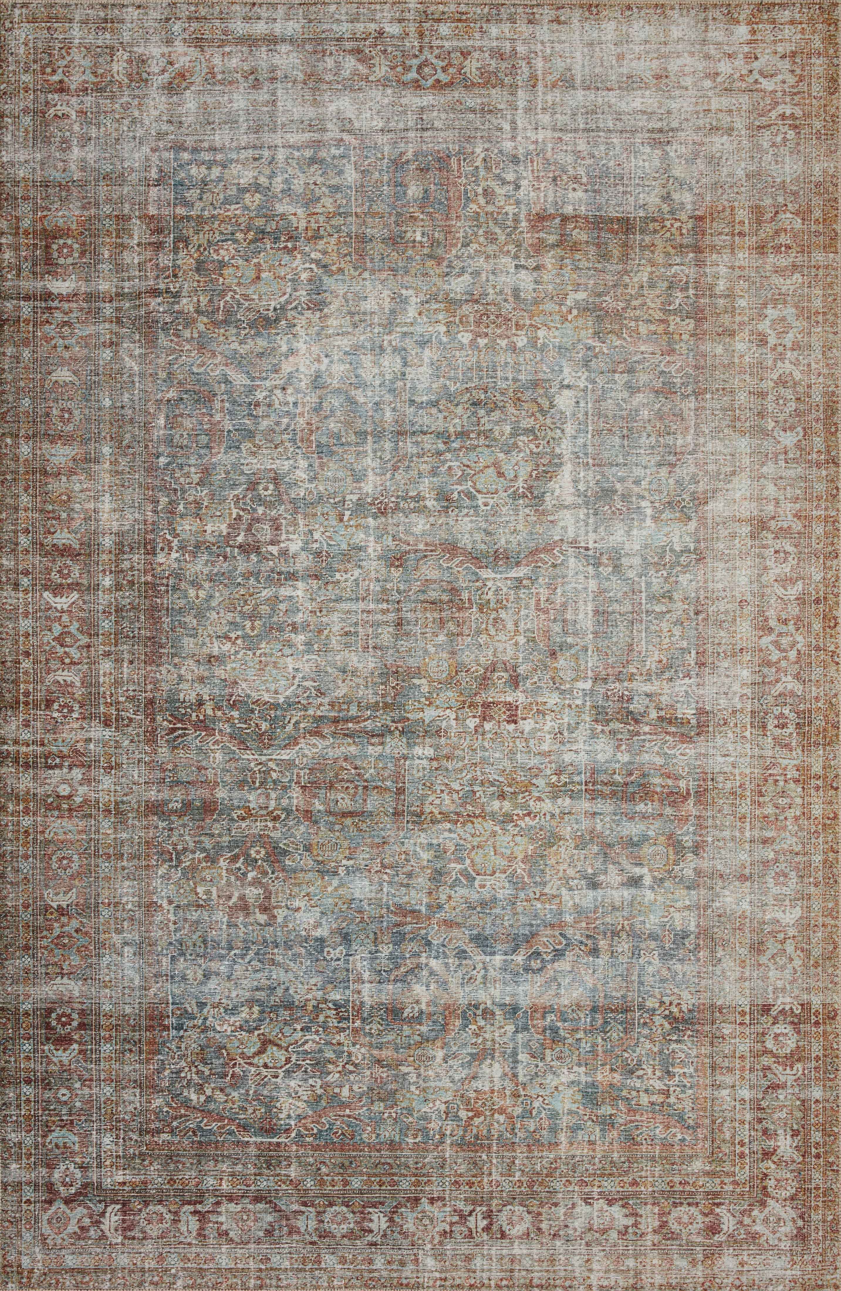 Chris Loves Julia x Loloi Jules Lagoon/Brick 7'-6" x 9'-6" Area Rug - Walmart.com | Walmart (US)