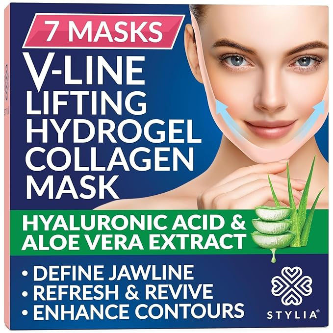 Stylia V-Line Lifting Collagen Face Mask with Hyaluronic Acid & Aloe Vera - Spa Quality Double Ch... | Amazon (US)