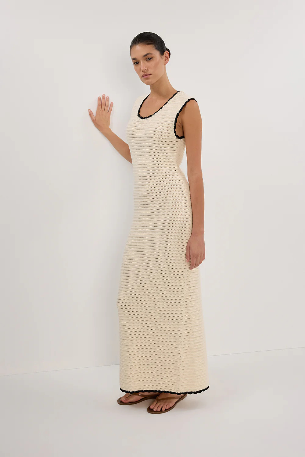 GINA CREAM SCOOP CROCHET DRESS | DISSH