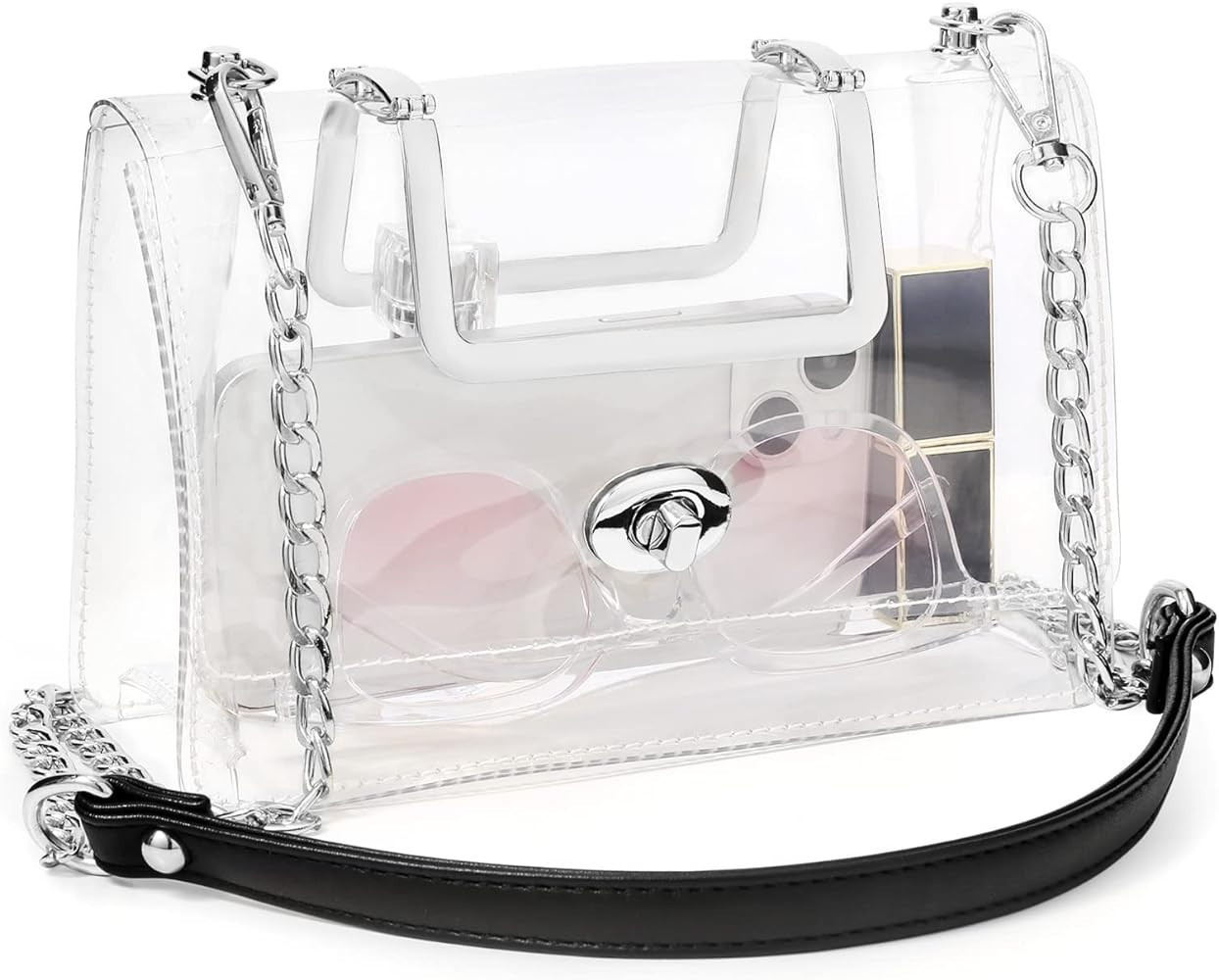 Clear Purse for Women Stadium Approved, Clear Crossbody Bag, Small Cute Clutch Handbag for Sport ... | Amazon (US)