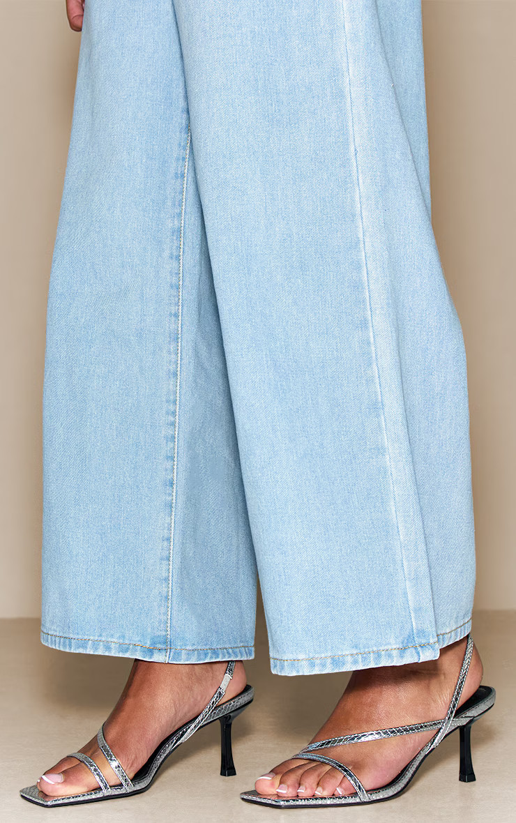 Silver Asymmetric Square Toe Heeled Sandals | PrettyLittleThing UK