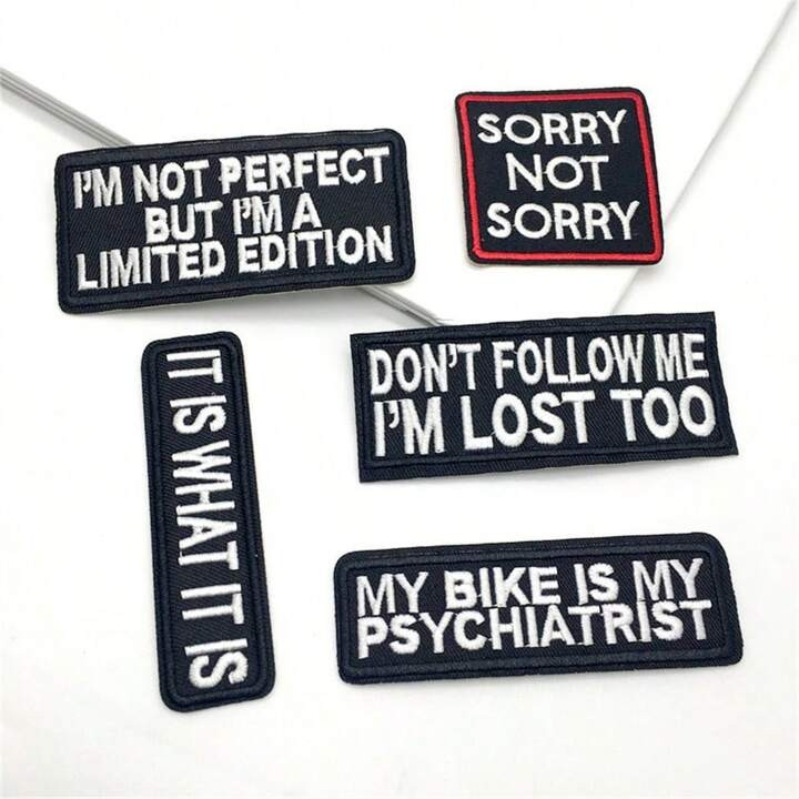 5pcs Text Embroidery Patches DON'T FOLLOW ME I AM LOST TOO, DIY Iron On Patches Applique For Clot... | SHEIN