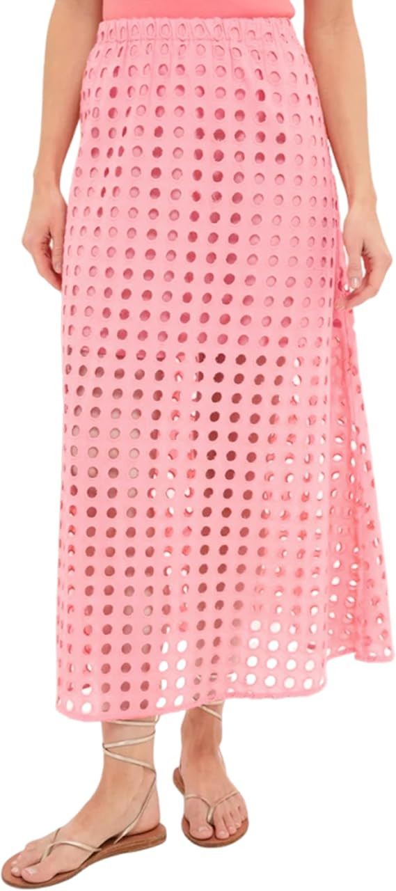 2026 Summer Casual Long Skirt for Women Cotton Eyelet Beach Maxi Skirt with Underneath | Amazon (US)