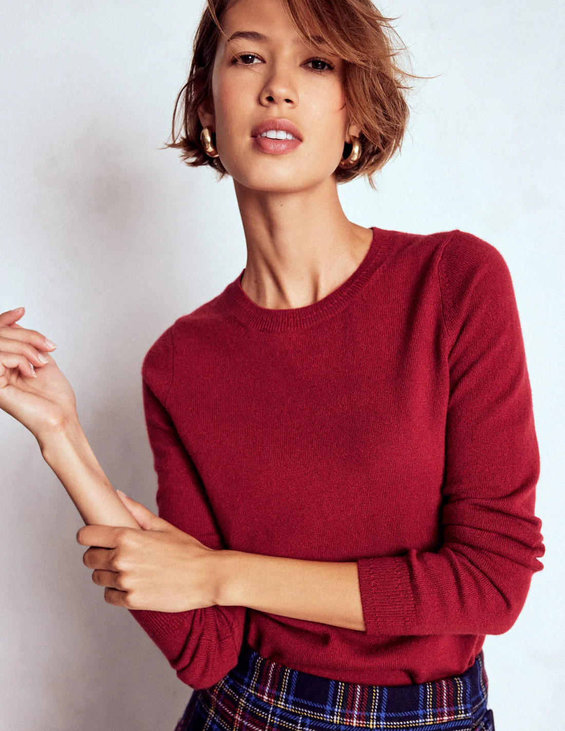 Eva Cashmere Crew Neck Jumper-Red Liquorice | Boden UK