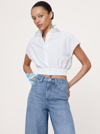 Cotton Poplin Super-Cropped Shirt | Banana Republic (US)