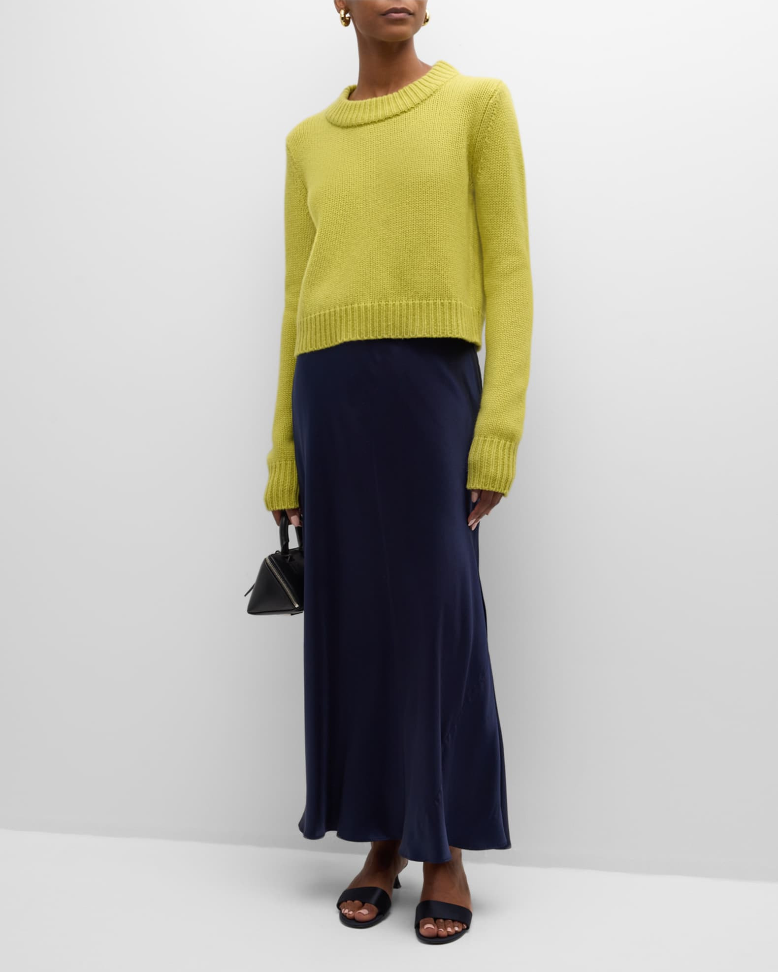 Wool Cashmere Solid Mini Marin Sweater | Neiman Marcus