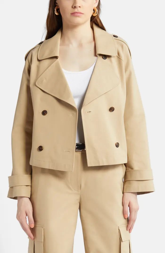 Crop Stretch Cotton Trench Coat | Nordstrom