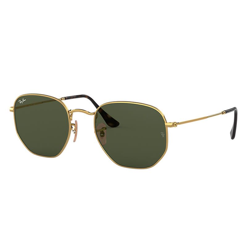 Ray-Ban Hexagonal Flat Gold Sunglasses, Green Lenses - Rb3548n | Ray-Ban (US)