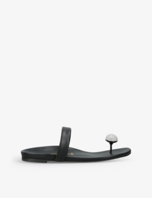 Bria Crystal Pavé Thong Leather Sandals | Selfridges