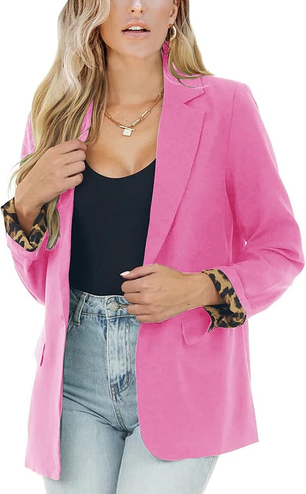 PRETTODAY Women's Casual Blazers Leopard Print Open Front Long Sleeve Work Office Jackets Blazer ... | Amazon (US)