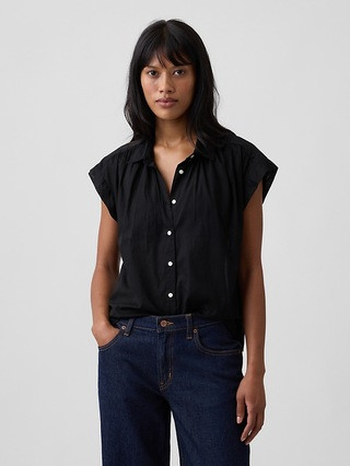 Collared Cap-Sleeve Shirt | Gap Factory