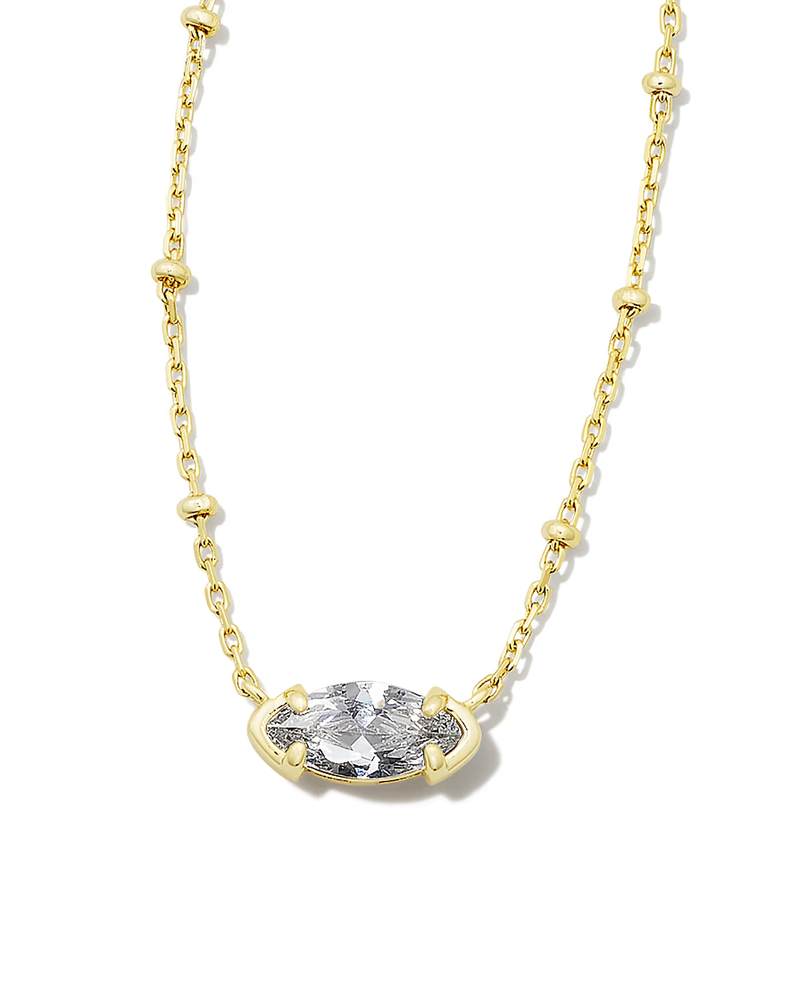 Genevieve Gold Satellite Short Pendant Necklace in White Crystal | Kendra Scott