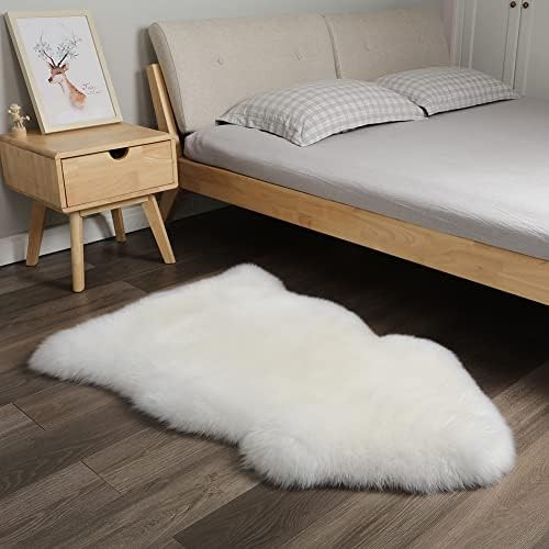 Genuine Sheepskin Lambskin Area Rug for Kids Bedroom 2'x 3' White/Ivory | Amazon (US)