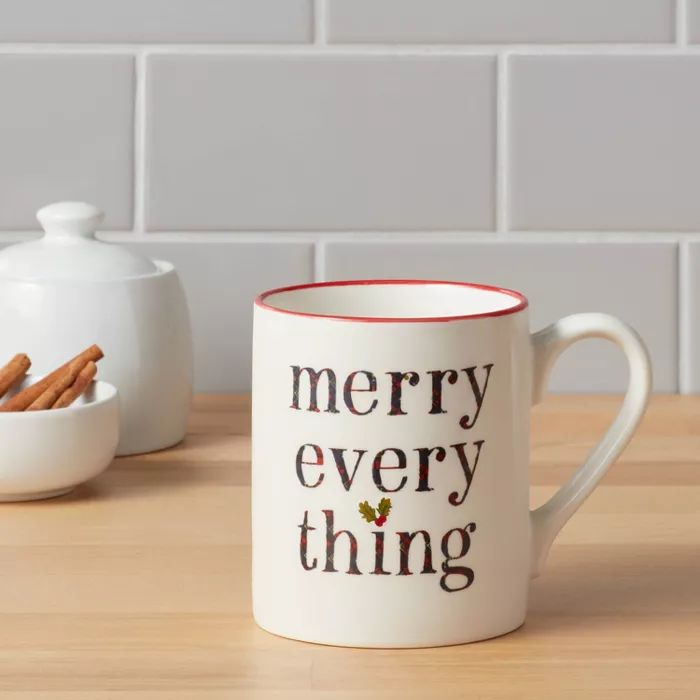 16oz Stoneware Merry Everything Christmas Mug White - Threshold™ | Target