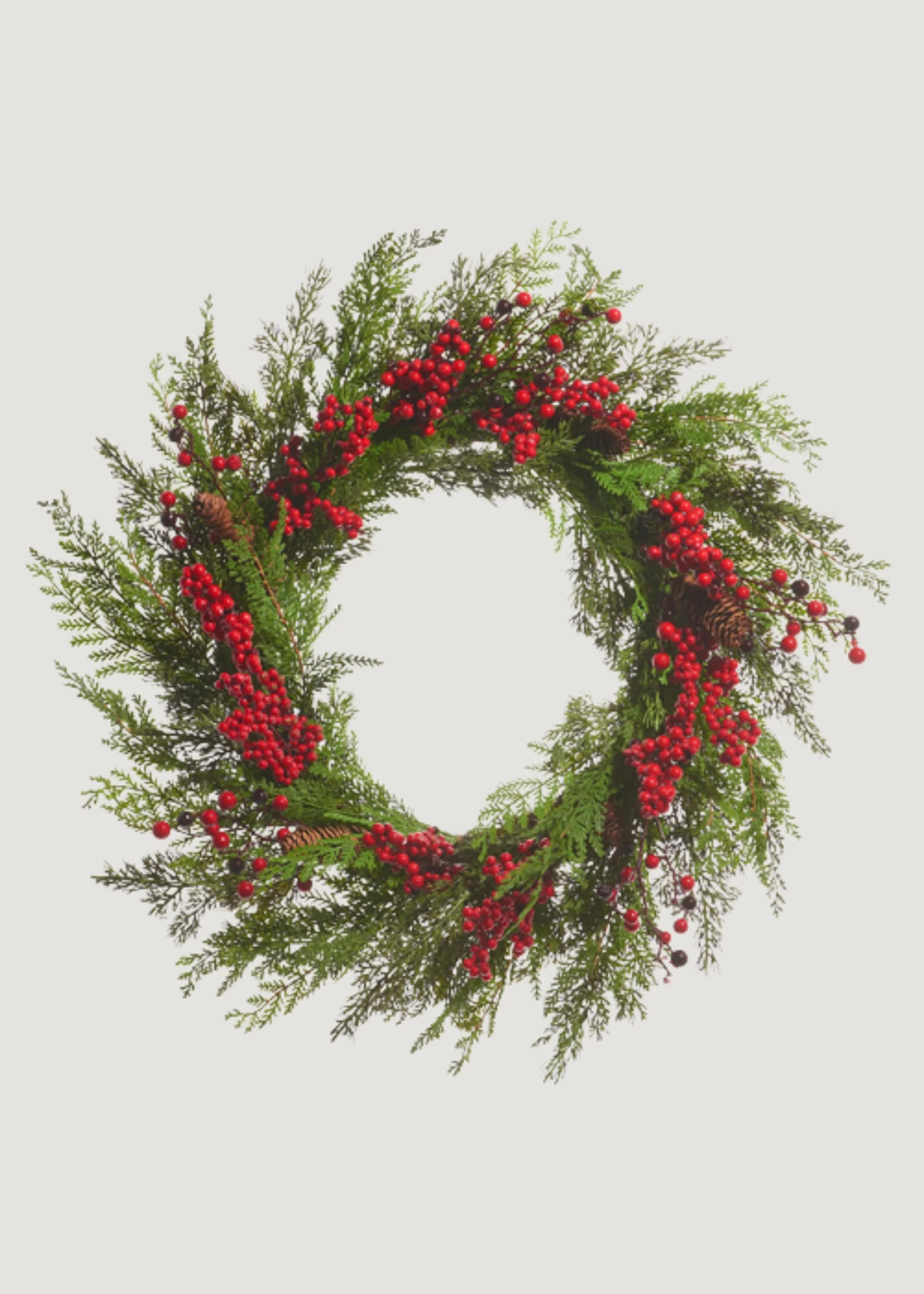Fake Cedar and Red Berry Wreath | Holiday Decor at Afloral | Afloral