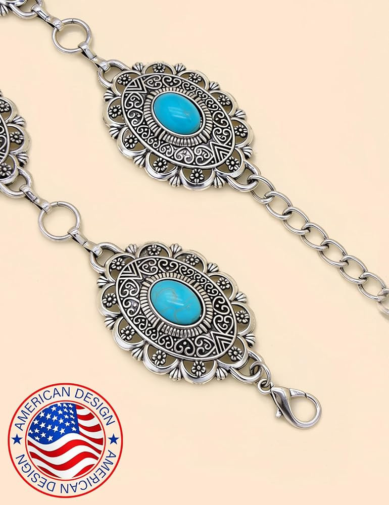 TOPACC Western Metal Concho Belt for Women Cowgirl Chain Belts for Dresses Jeans Country Concert ... | Amazon (US)