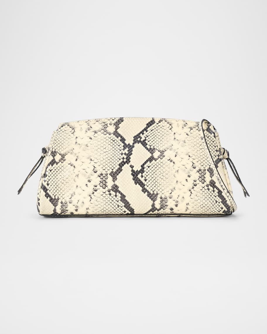 STAUD Maude Python-Embossed Leather Clutch Bag | Neiman Marcus