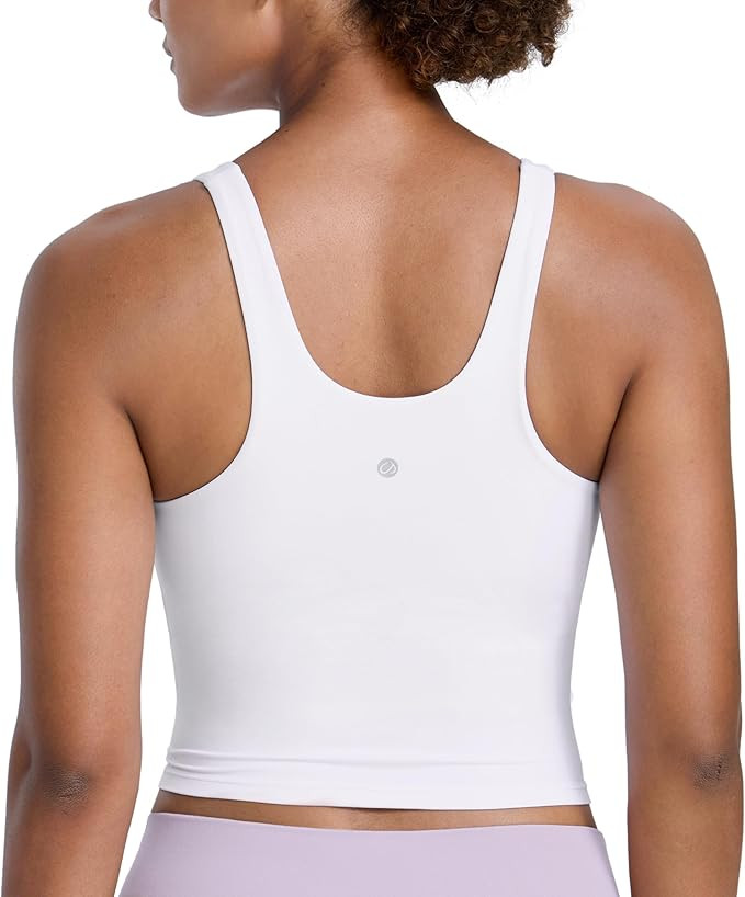CRZ YOGA Butterlift Racerback Crop Tank Tops for Women - U Neck Yoga Padded Longline Sports Bras ... | Amazon (US)
