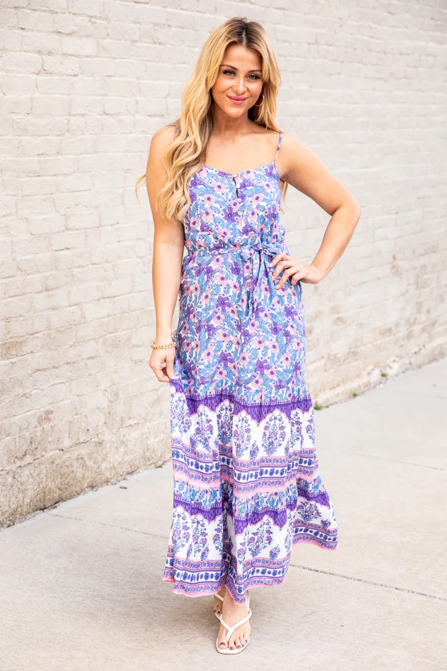 Gentle Breeze Purple Printed Maxi Dress | Pink Lily