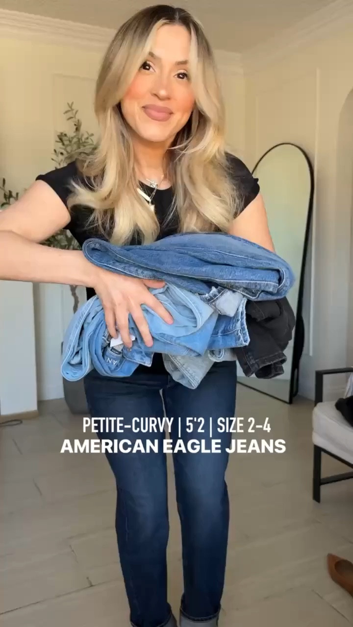 @Americaneagle petite-friendly CUTE JEANS 🙌🏼☺️

American Eagle runs a little big across the board. I had to size down in all of my jeans to a size 2. I'm typically a true size 4.

1. AE Stretch Super High-Waisted
Ankle Straight Jean | size 2 long in color DARK SHADOW

2. AE Dreamy Drape Stretch Super High-Waisted Baggy Wide-Leg
Jean | size 2 REG in color EASY BREEZY BLUE

3. AE Strigid Ripped High-Waisted
Stovepipe Jean | size 2 REG in color SKYLIGHT 

4. AE Dreamy Drape Stretch Super High-Waisted Baggy Wide-Leg
Jean | size 2 REG in color medium bright indigo 

5. AE Dreamy Drape Stretch Super High-Waisted Baggy Wide-Leg
Jean | size 2 REG in color black magic

✔️ I'm wearing an extra small and all of the Abercrombie tanks and tees 

#LTKootd #LTKPetite #LTKgrwm