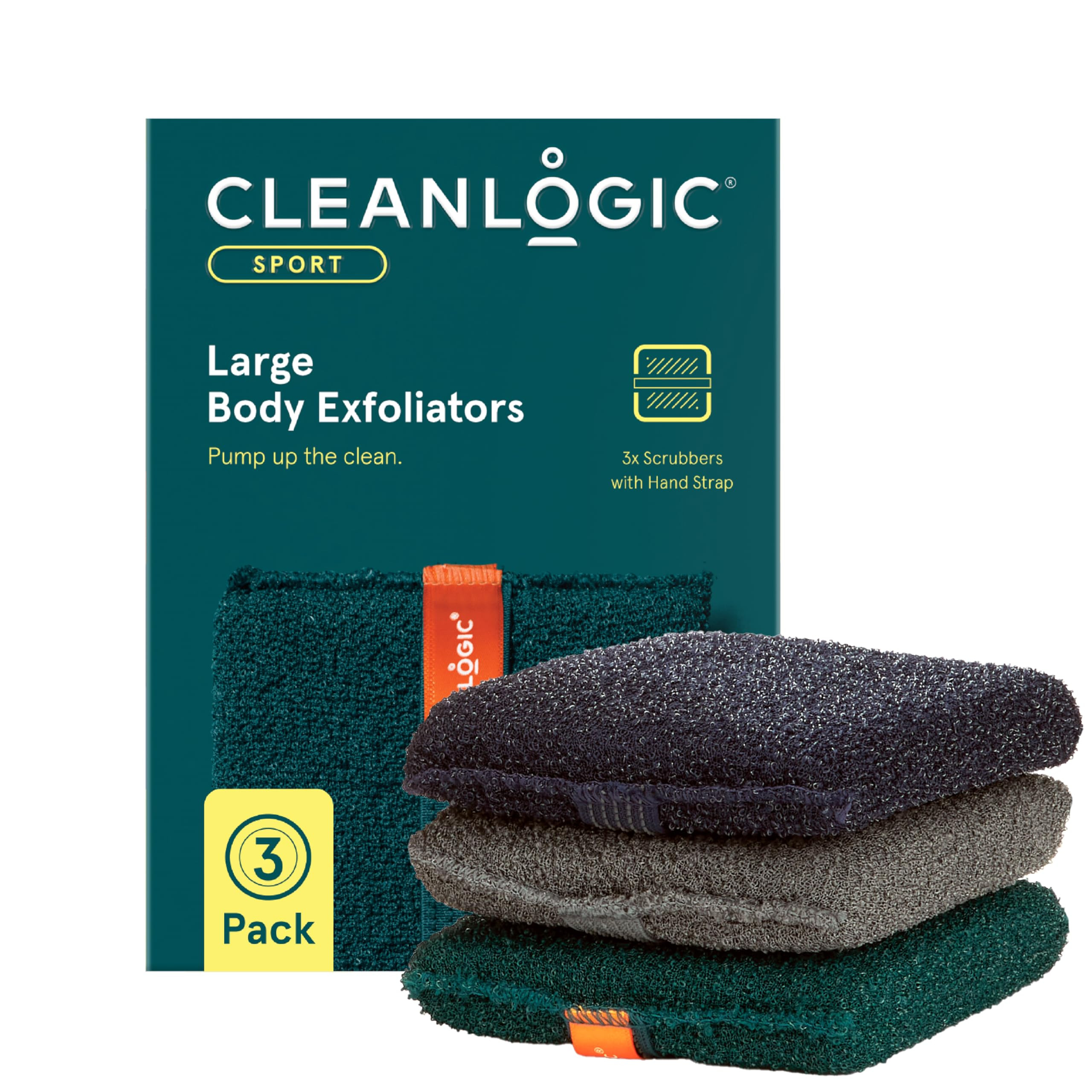 Cleanlogic Sport Exfoliating Body Scrubber, Large Exfoliator Tool for Athletes, Daily Skincare Routine for Smooth Clean Skin, Assorted Colors, 3 Count Value Pack | Amazon (US)