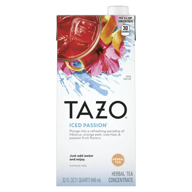 TAZO Passion Iced Tea Concentrate, Black Tea, 32 oz Carton | Walmart (US)