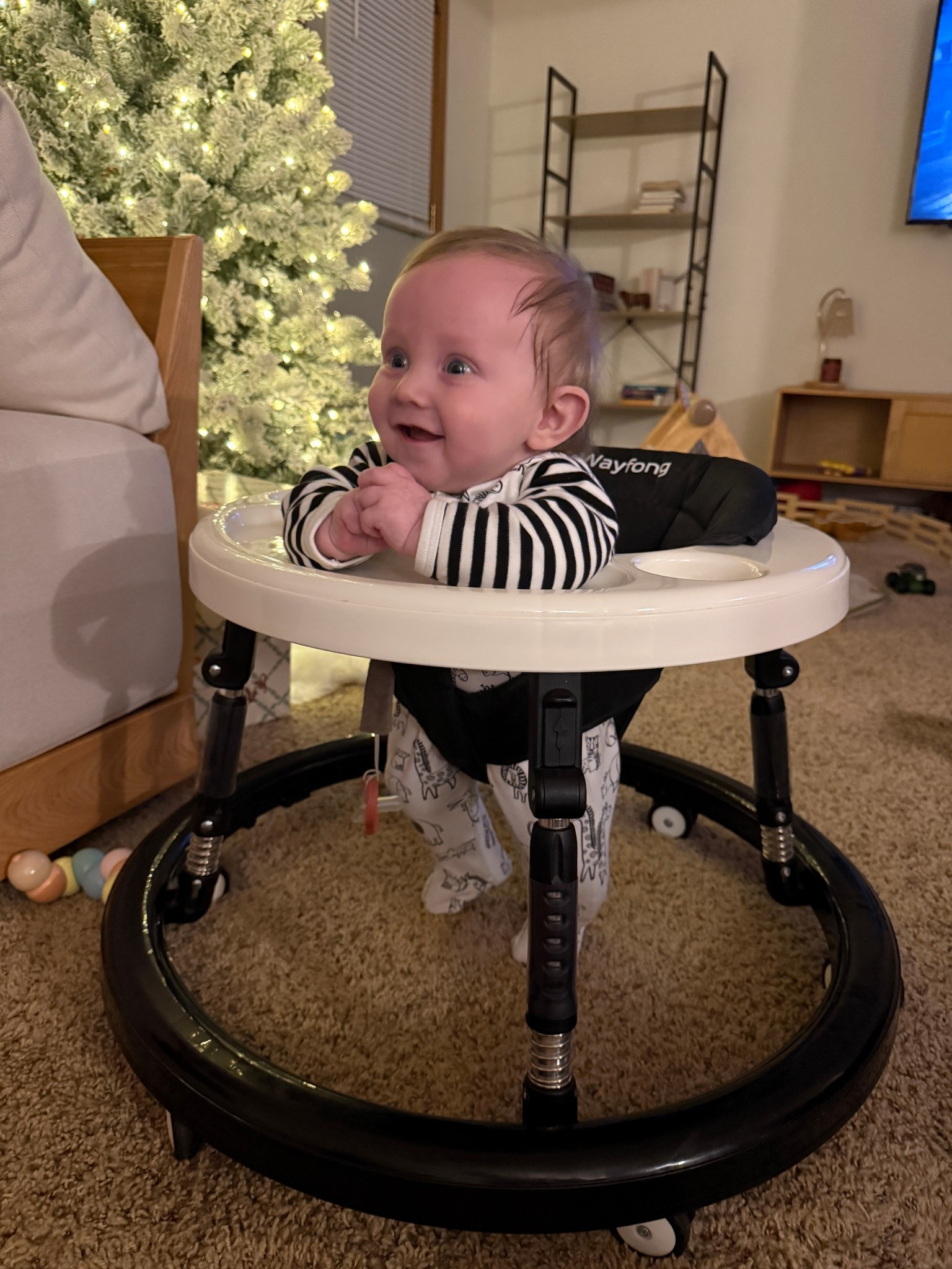 Baby walker for small spaces. Adjustable. 

#LTKKids #LTKBaby