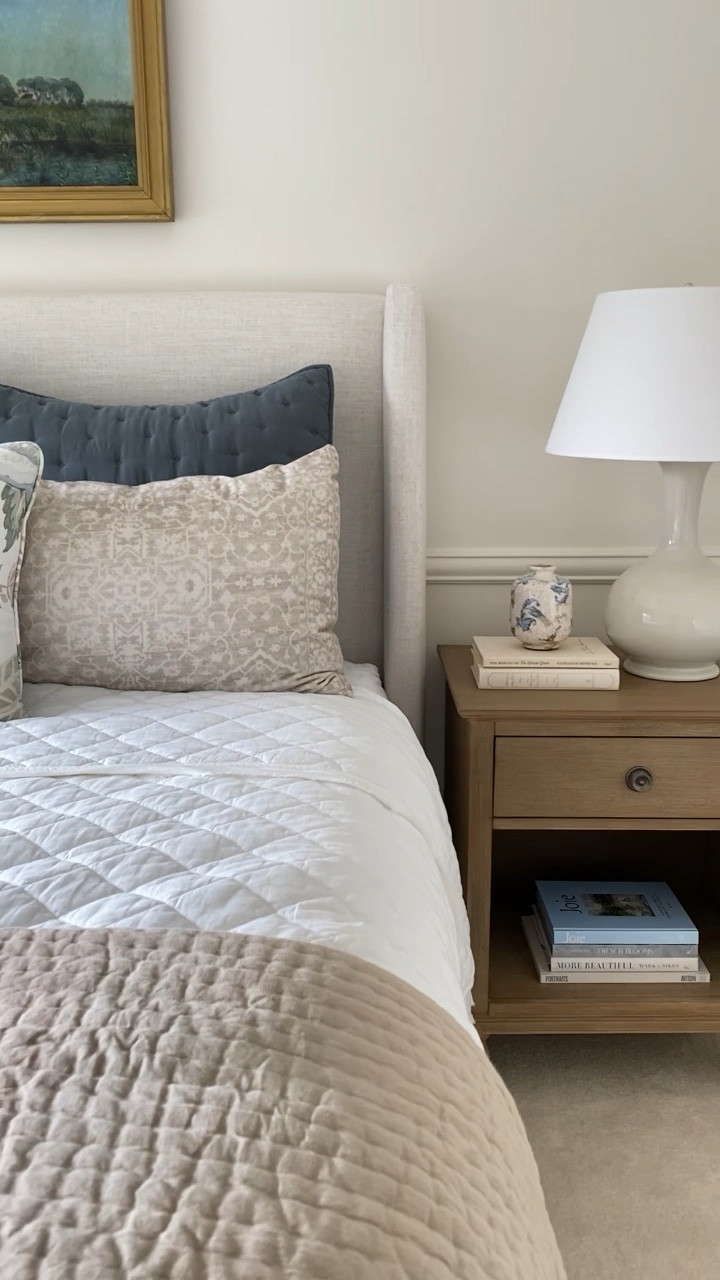 LOVE that I finally finished this guest bedroom - just in time for holiday guests! The bed is amazing and I just added the nightstands!

Home decor, bedroom decor, primary bedroom, dresser, area rug, table lamp 

#LTKHome