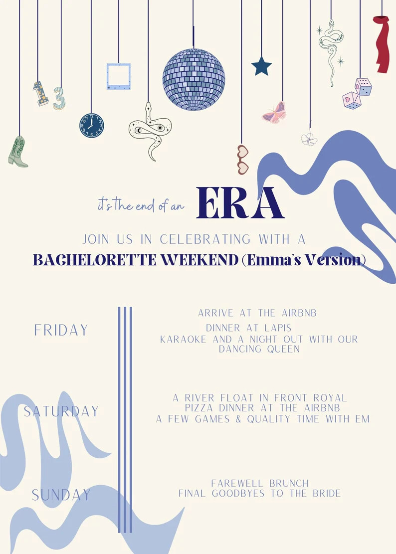 Taylor Swift Eras Bachelorette Party Itinerary Template | Etsy (US)
