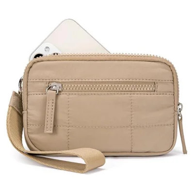 wristband purse Women's Wristlet Wallet Nylon Quilted Strap With 3 Zipper Compartments Travel Card Holders | Wayfair North America