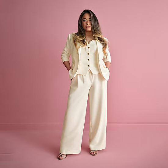 Bold Elements x Ally Brooke Womens Wide Leg Trouser, Color: Sugar Swizzle - JCPenney | JCPenney