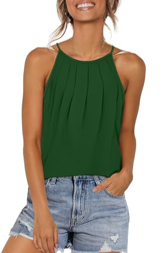 WIHOLL Green Tops for Women Dressy Casual Halter Tops Spring Fashion 2025 XS | Amazon (US)