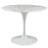 Modway Lippa 36" Mid-Century Dining Table with Round Artificial Marble Top in White | Amazon (US)