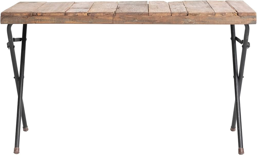 Creative Co-Op Rustic Wood and Metal Narrow Entryway, Natural and Black Folding Table | Amazon (US)