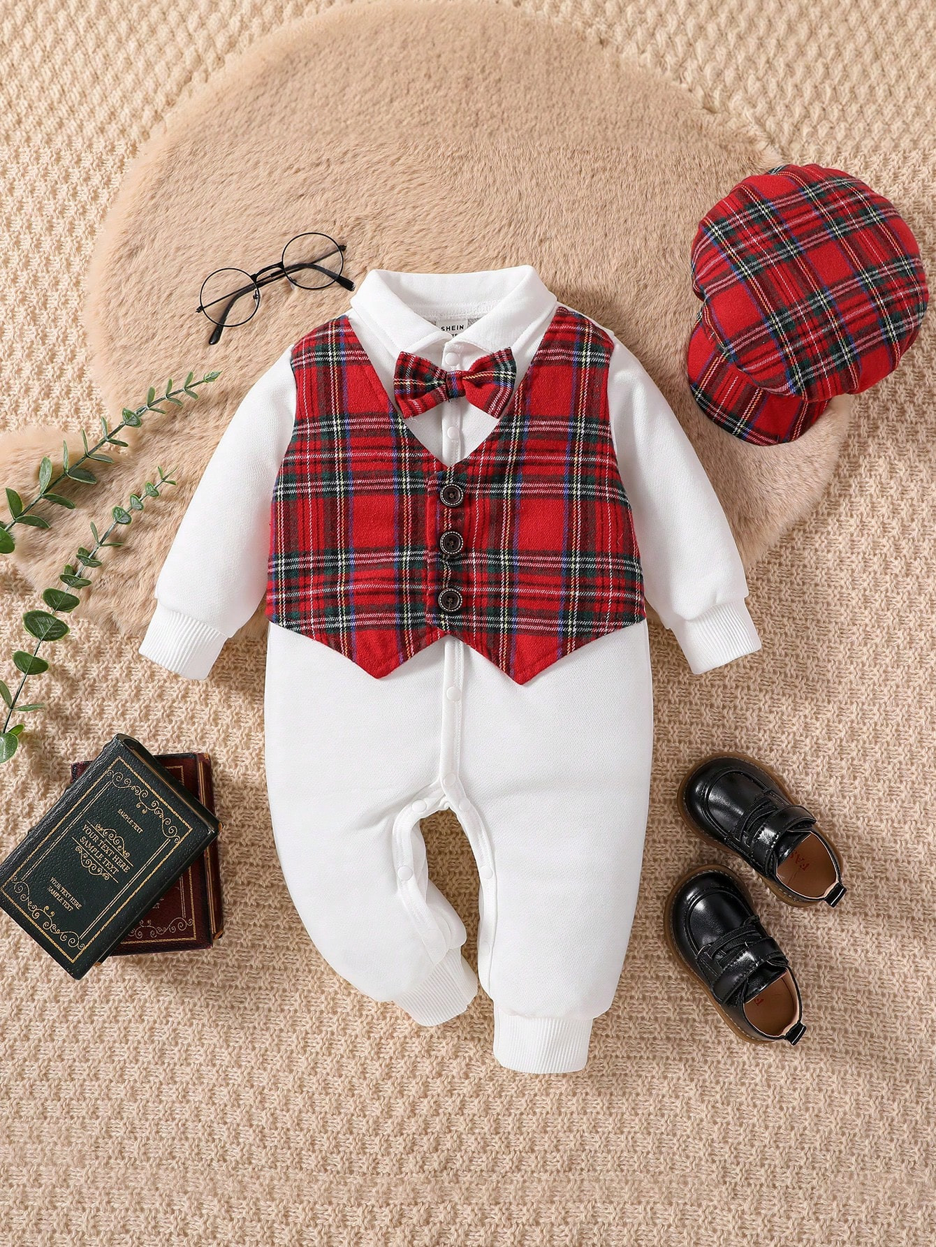 Baby Boy Plaid Print 2 In 1 Jumpsuit & Hat | SHEIN