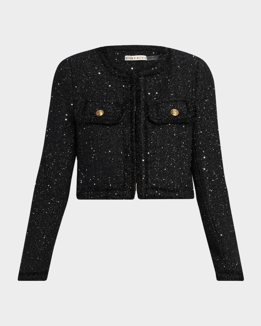 Alice + Olivia Dumont Embellished Tweed Jacket | Neiman Marcus