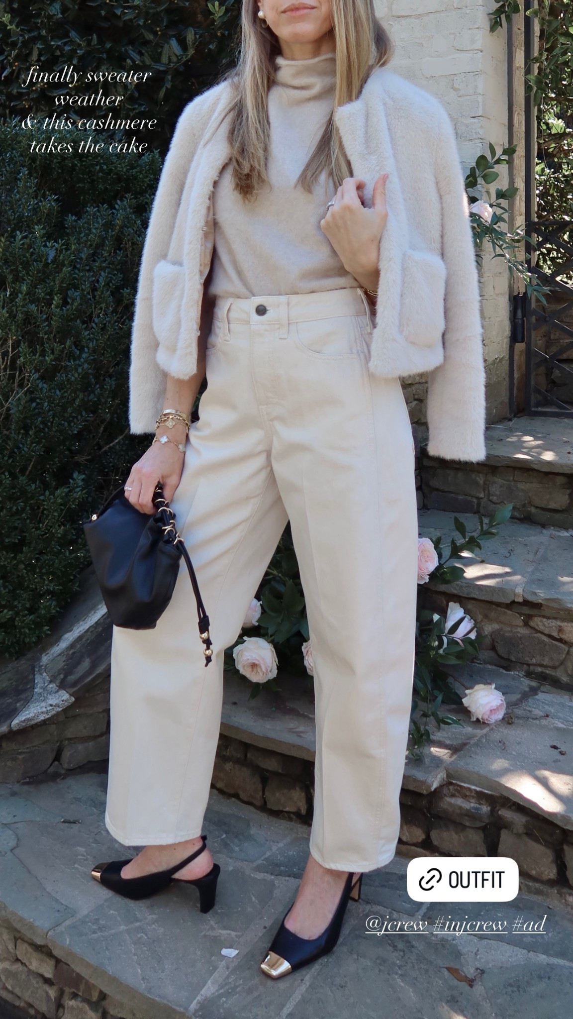 Stopping to smell the roses with J.Crew! Love their cashmere, chic staples like this fur lady jacket and they also have the prettiest pieces if you’re feeling fancy. @jcrew #injcrew #ad 

#LTKHoliday #LTKStyleTip #LTKSeasonal