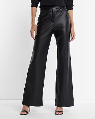 Super High Waisted Faux Leather Flare Trouser Pant | Express