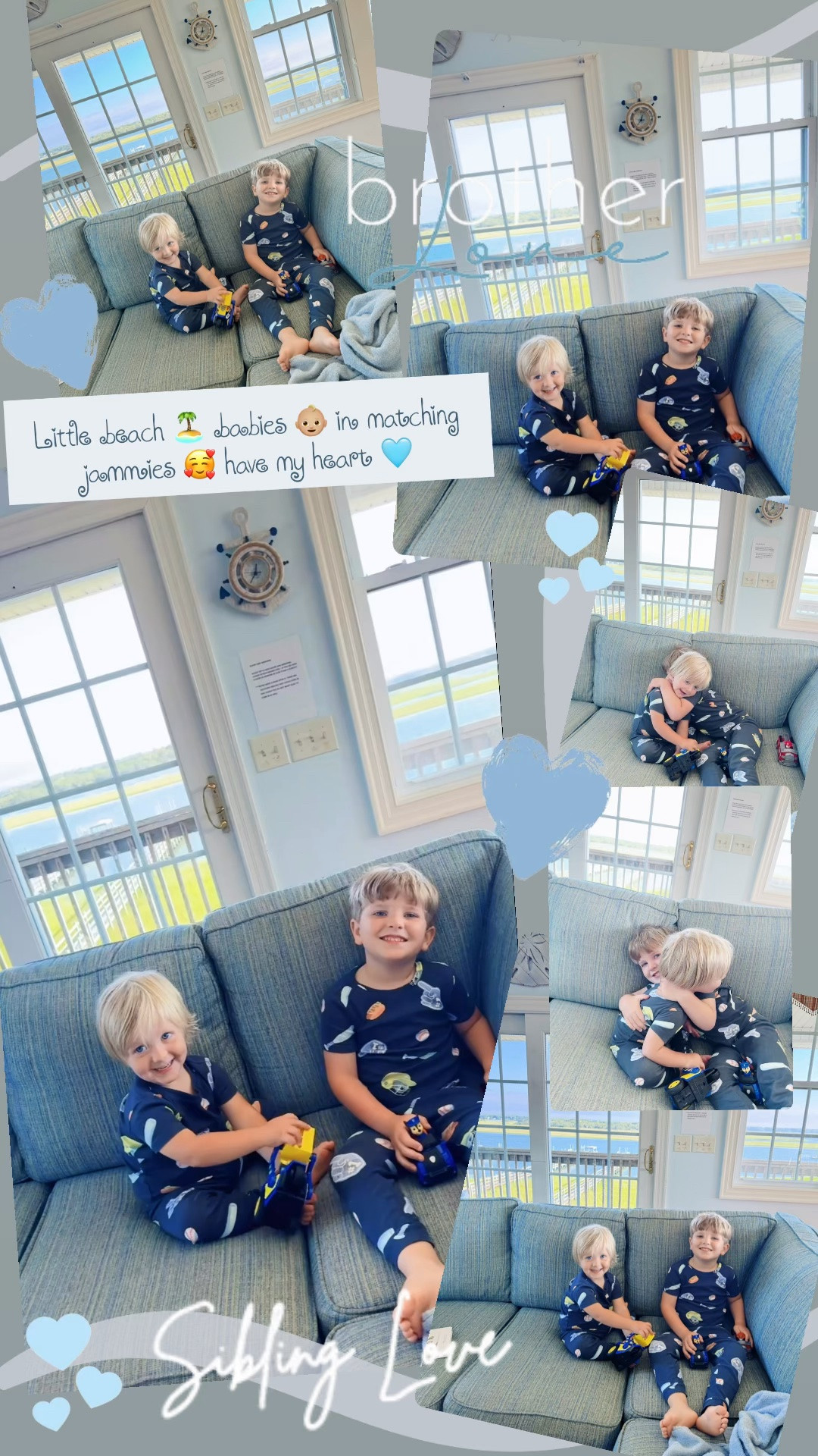 Little beach 🏝️ babies 👶🏼 in matching jammies 🥰 have my heart 🩵