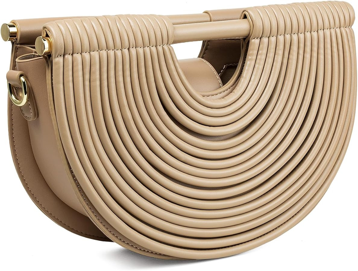 Slouchy PU Leather Semicircles Bag Women Trendy Underarm Shoulder Hobo Bags Crossbody Purse Top-h... | Amazon (US)