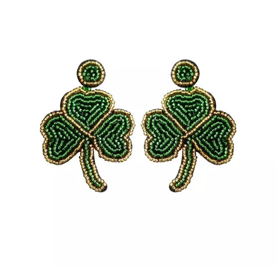 Beaded Shamrock Earrings  Handmade Jewelry St. Patricks Day - Etsy | Etsy (US)