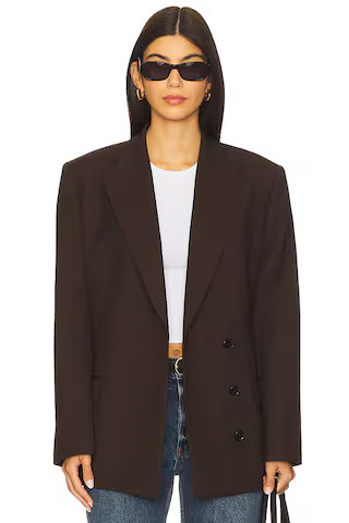 ANINE BING Aretha Blazer in Dark Brown from Revolve.com | Revolve Clothing (Global)