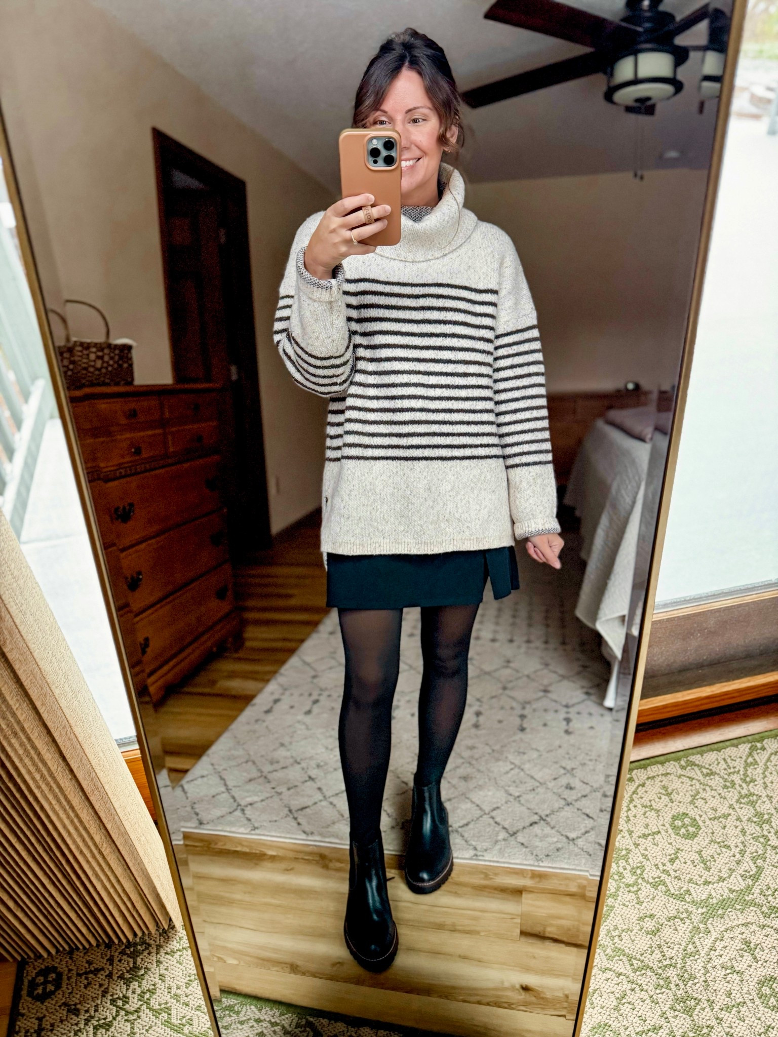 Wearing size small in this sweater, 6.5 in my boots, small/medium in my tights (fleece lined so they keep you cozy!). My skort is older so I linked some similar ones.

#LTKSeasonal #LTKPetite #LTKFindsUnder100