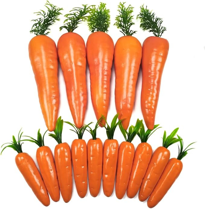Fake Carrots,15 Pcs Plastic Carrot Easter Decor, Lifelike Fake Vegetables Mini Carrots for Easter... | Amazon (US)