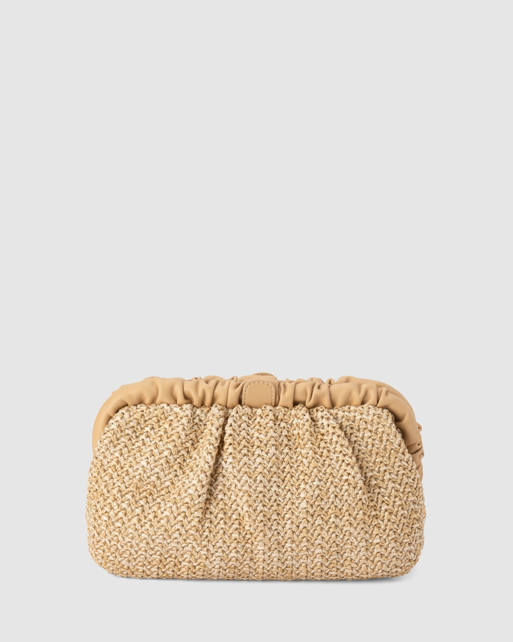 Olga Berg - AMALIA Pleated Woven Clutch - Clutches (Neutrals) AMALIA Pleated Woven Clutch | THE ICONIC (AU & NZ)
