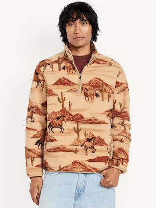 Printed Sherpa Quarter-Zip Pullover | Old Navy (US)