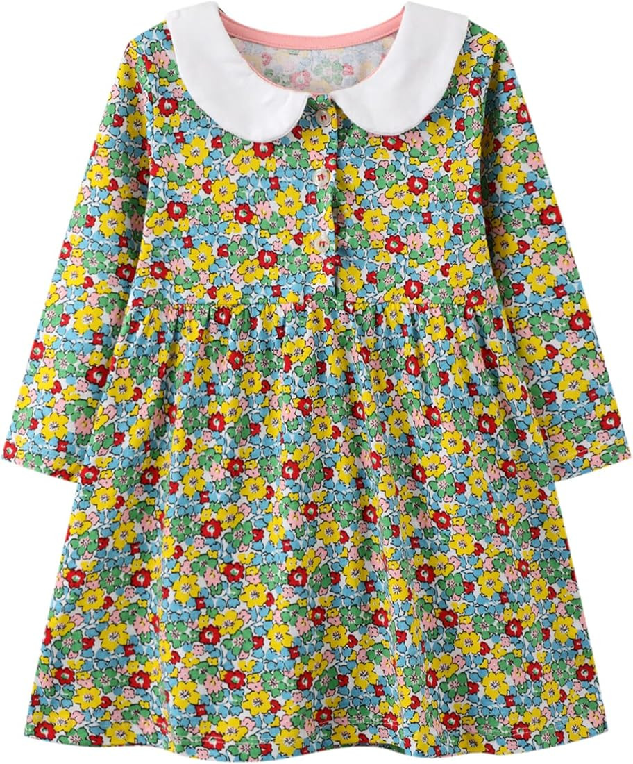 HILEELANG Toddler Girl Dress Long Sleeve Winter Christmas Clothes Cotton Casual Playwear Basic Tu... | Amazon (US)
