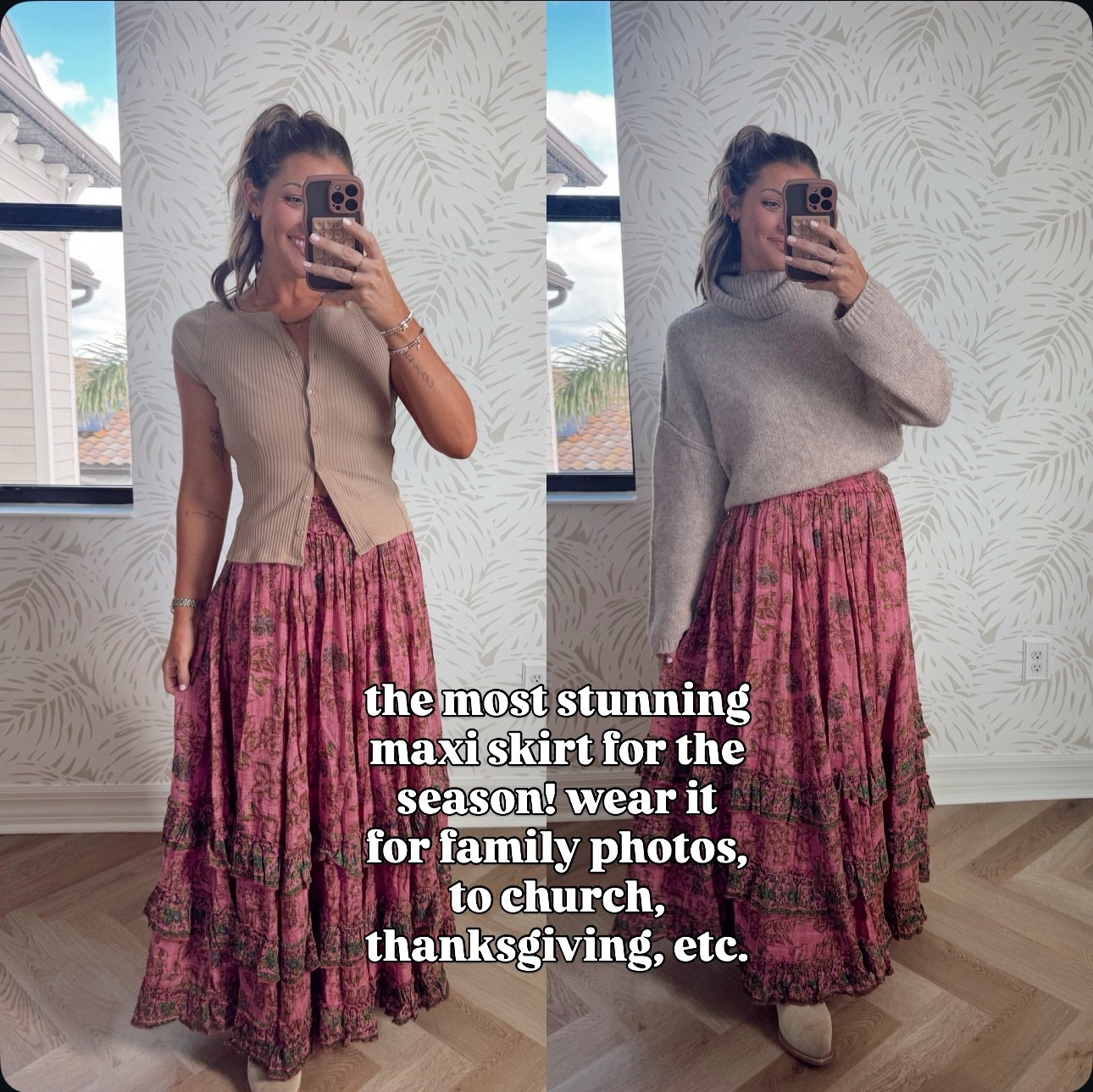 Size XS. Size down! 

Family photos
Thanksgiving outfit
Fall outfit idea 