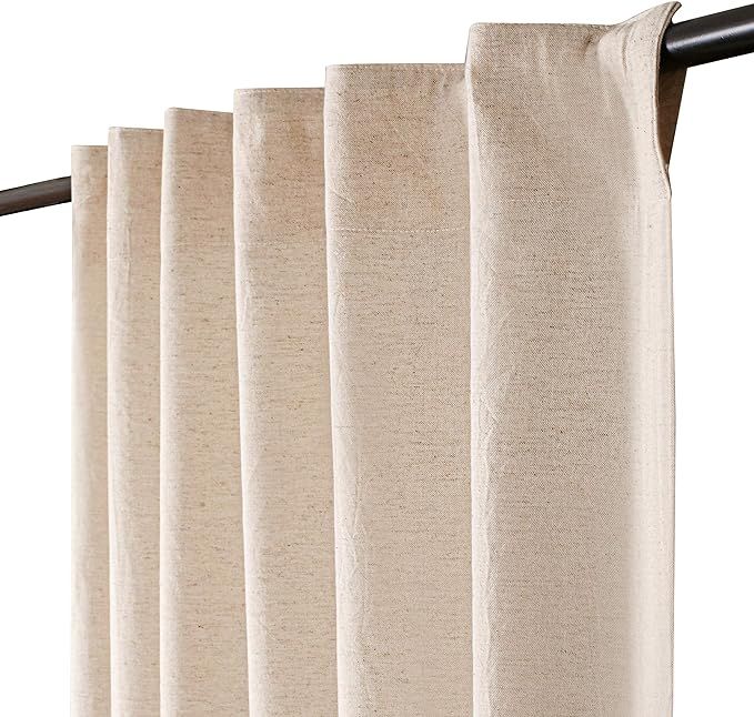 Linen Cotton Tab Top Curtains, Farmhouse Cotton/Linen Curtains, Curtain 2 Panel Set -50x108 Natur... | Amazon (US)