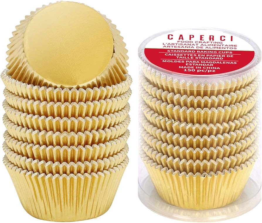 Caperci Standard Cupcake Liners Gold Foil Muffin Baking Cups 150-Pack - Premium Greaseproof & Stu... | Amazon (US)